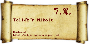 Tollár Mikolt névjegykártya